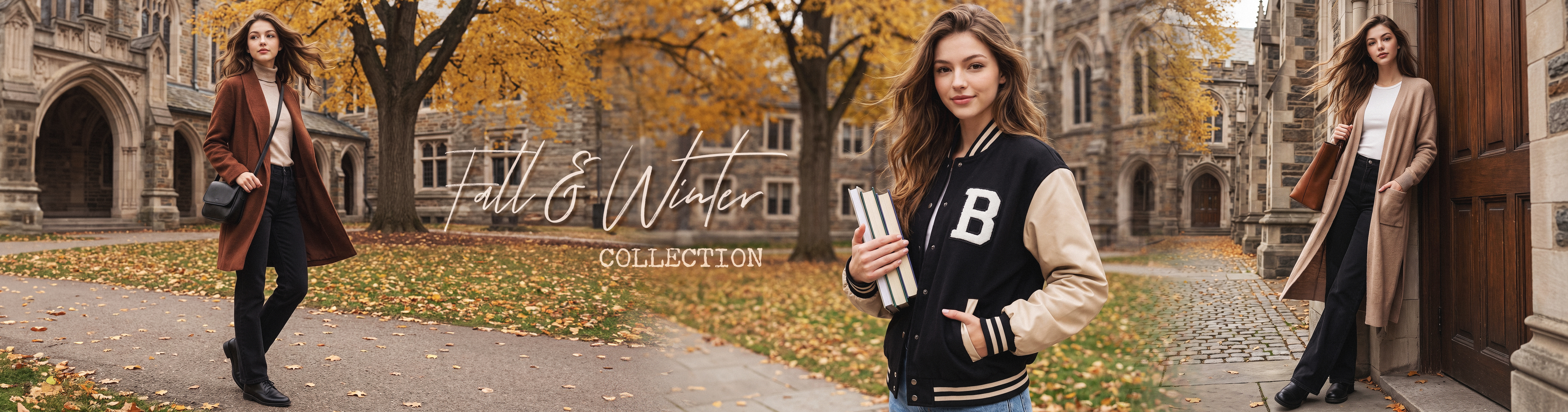 Homepage banner featuring clothing promotions, new arrivals, and special offers.