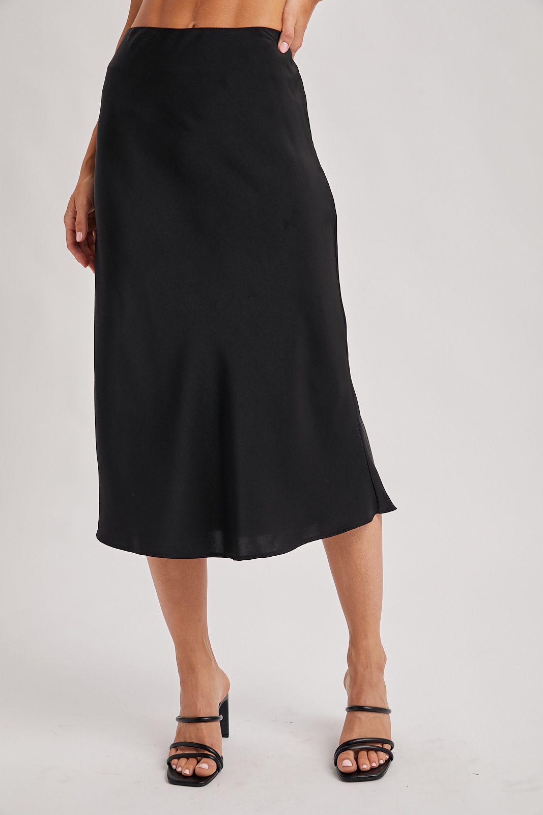 SATIN MIDI SKIRT, Contents:100%POLYESTER