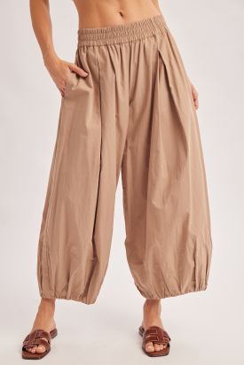 BALLOON LEG PLEATED HAREM PANTS, Contents:100%COTTON