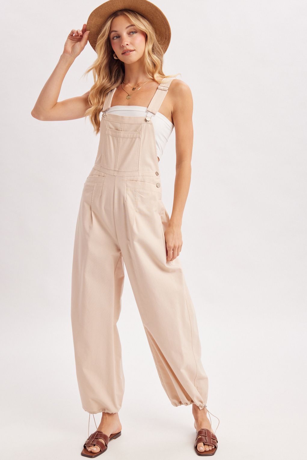 CARGO DRAWSTRING OVERALLS, Contents:40%VISCOSE, 40%LINEN, 10%COTTON, 10%POLYESTER