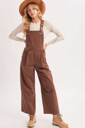 WIDE-LEG OVERALLS JUMPSUIT, Contents:100%COTTON
