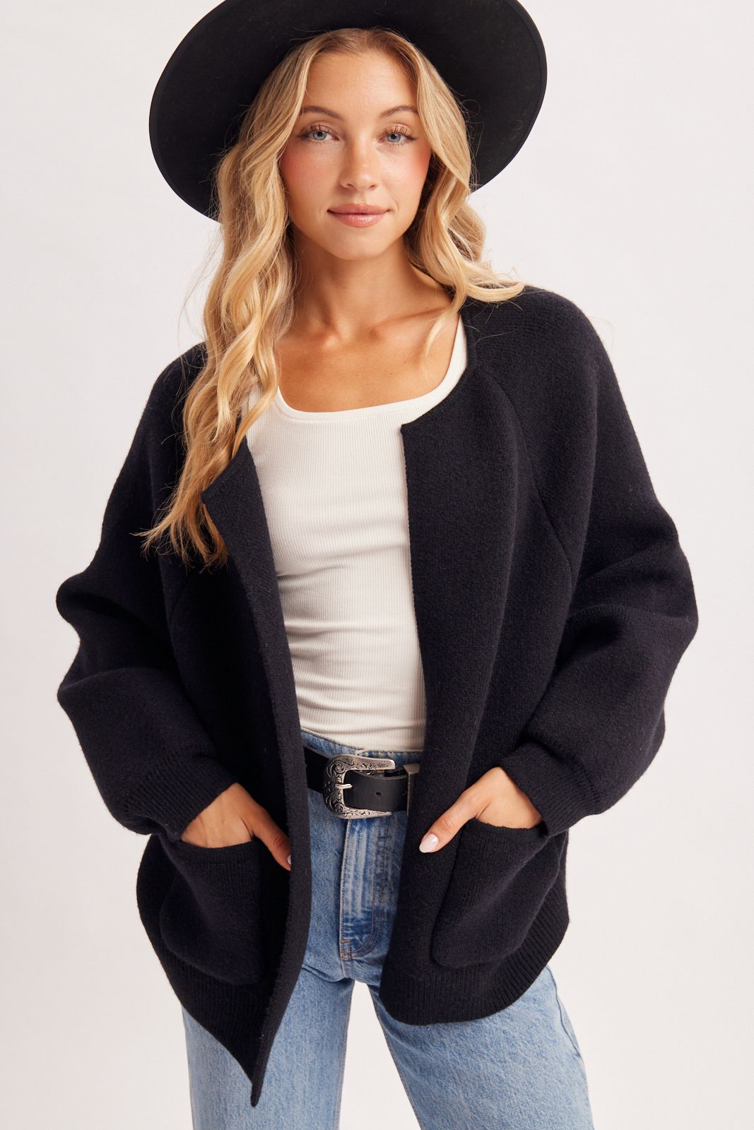 OPEN FRONT SWEATER JACKET, Contents:100%POLYESTER